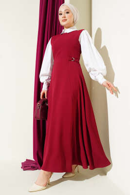 Pazarium - Yan Toka Detaylı Jile Bordo