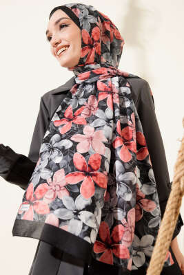 Pazarium - Manolya Desen Şal Siyah