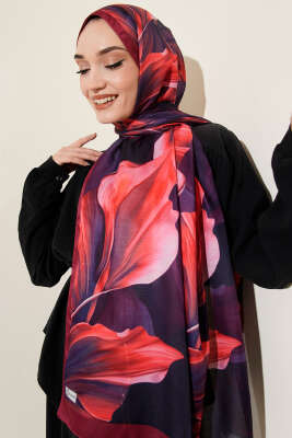 Mercan Desen Şal Vişne - Thumbnail