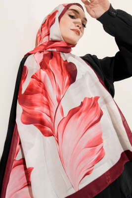 Pazarium - Mercan Desen Şal Bordo