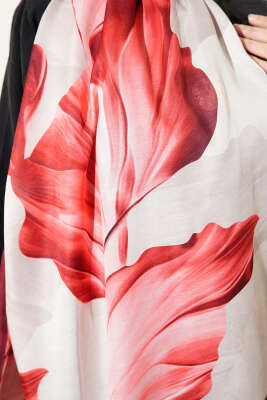 Mercan Desen Şal Bordo - Thumbnail