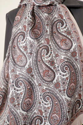 Çini Paisley Desen Şal Bej - Thumbnail