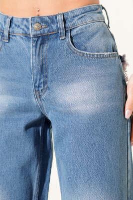 Arka Cep Püsküllü Kot Pantolon Kot - Thumbnail