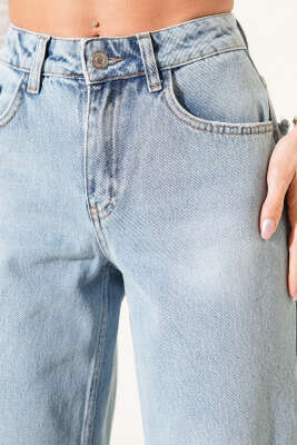 Arka Cep Püsküllü Kot Pantolon Kot Mavisi - Thumbnail