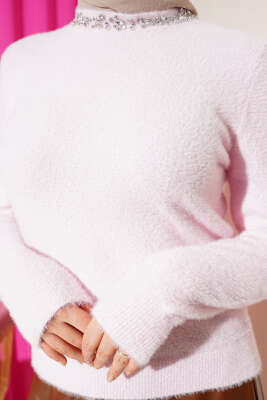 Yakası Taşlı Sakallı Kazak Pembe - Thumbnail