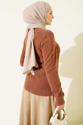 Yakası Taşlı Sakallı Kazak Kestane - Thumbnail