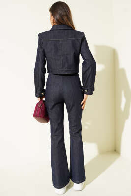 Gold Düğmeli Kot Pantolon Takım Kot - Thumbnail