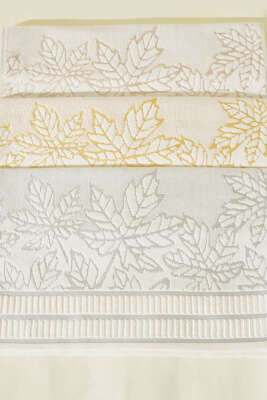 3'Lü Zarif Yaprak Desenli El ve Yüz Havlusu Asorti 1 - Thumbnail