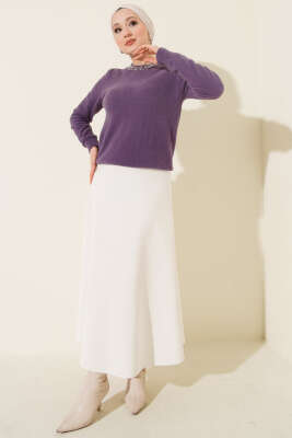 Yakası Taşlı Sakallı Kazak Lila - Thumbnail