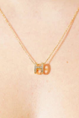 Minimal H Harfi Kolye Gold - Thumbnail