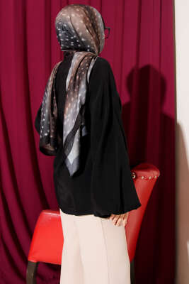 Balon Kol Tensel Tunik Siyah - Thumbnail