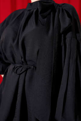 Omuz Fiyonklu Salaş Tunik Siyah - Thumbnail