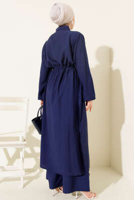 Beli Tünelli Uzun Tunikli İkili Takım Lacivert - Thumbnail