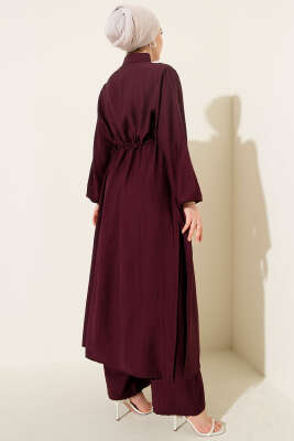 Beli Tünelli Uzun Tunikli İkili Takım Burgonya - Thumbnail