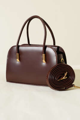 Deri El ve Omuz Çantası Acı Kahve - Thumbnail