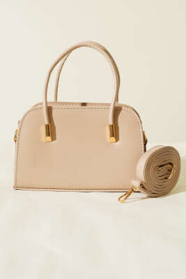 Deri El ve Omuz Çantası Bej - Thumbnail