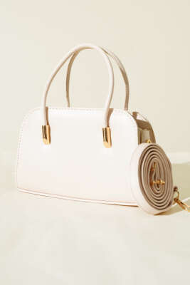 Deri El ve Omuz Çantası Krem - Thumbnail