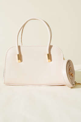 Deri El ve Omuz Çantası Krem - Thumbnail