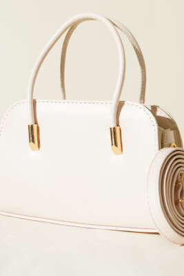 Deri El ve Omuz Çantası Krem - Thumbnail