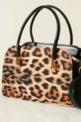 Deri El ve Omuz Çantası Leopar - Thumbnail