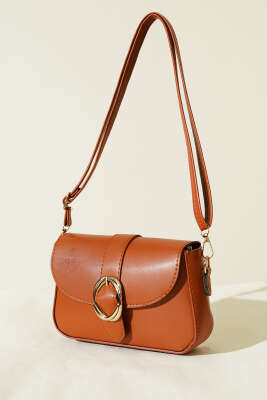 Zarif Tasarımlı Kapaklı Çanta Taba - Thumbnail