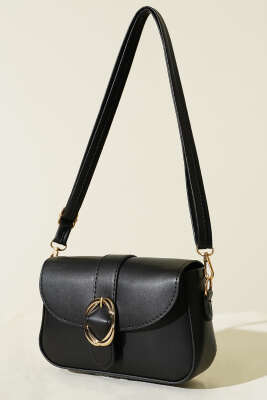 Zarif Tasarımlı Kapaklı Çanta Siyah - Thumbnail