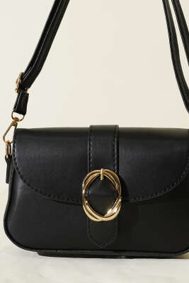 Zarif Tasarımlı Kapaklı Çanta Siyah - Thumbnail