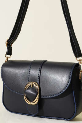 Zarif Tasarımlı Kapaklı Çanta Lacivert - Thumbnail