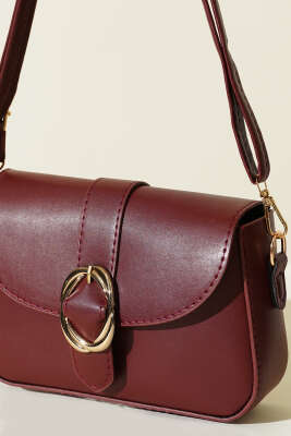 Zarif Tasarımlı Kapaklı Çanta Bordo - Thumbnail