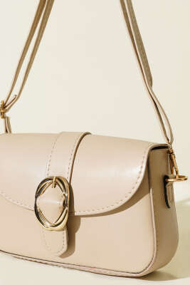 Zarif Tasarımlı Kapaklı Çanta Bej - Thumbnail