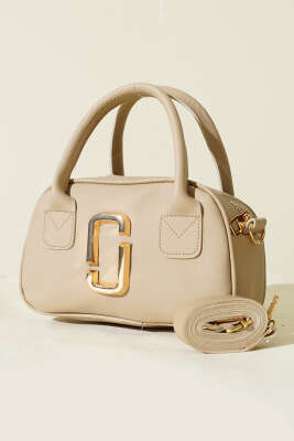 Pazarium - Gold Detaylı Mini Çanta Bej