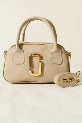 Gold Detaylı Mini Çanta Bej - Thumbnail