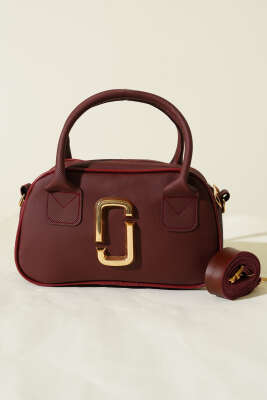 Gold Detaylı Mini Çanta Bordo - Thumbnail