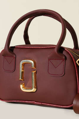 Gold Detaylı Mini Çanta Bordo - Thumbnail