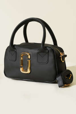 Gold Detaylı Mini Çanta Siyah - Thumbnail