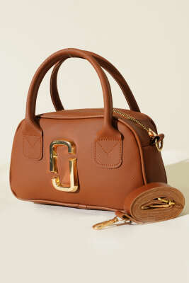 Pazarium - Gold Detaylı Mini Çanta Taba