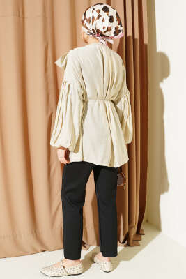 Omuz Fiyonklu Salaş Tunik Taş - Thumbnail