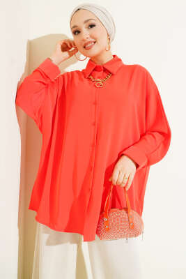 Kolyeli Yarasa Kol Salaş Gömlek Oranj - Thumbnail