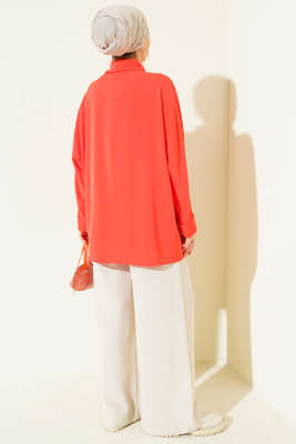 Kolyeli Yarasa Kol Salaş Gömlek Oranj - Thumbnail
