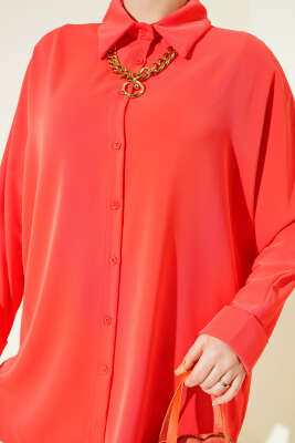 Kolyeli Yarasa Kol Salaş Gömlek Oranj - Thumbnail