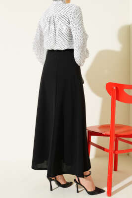Beli Lastikli Kloş Dabıl Etek Siyah - Thumbnail