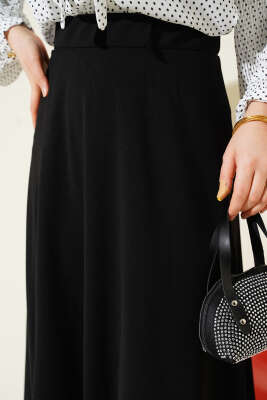 Beli Lastikli Kloş Dabıl Etek Siyah - Thumbnail