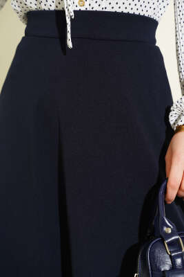 Beli Lastikli Kloş Dabıl Etek Lacivert - Thumbnail