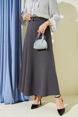 Beli Lastikli Kloş Dabıl Etek Füme - Thumbnail