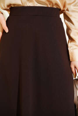 Beli Lastikli Kloş Dabıl Etek Kahve - Thumbnail