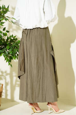 Üç Fırfırlı Etek Haki - Thumbnail