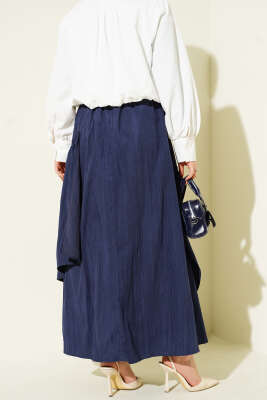 Üç Fırfırlı Etek Lacivert - Thumbnail