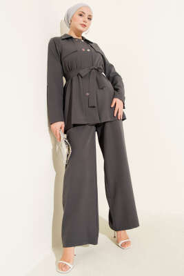 Metal Çıtçıtlı İkili Takım Füme - Thumbnail