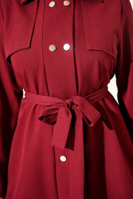 Metal Çıtçıtlı İkili Takım Bordo - Thumbnail