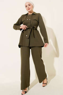 Pazarium - Metal Çıtçıtlı İkili Takım Haki